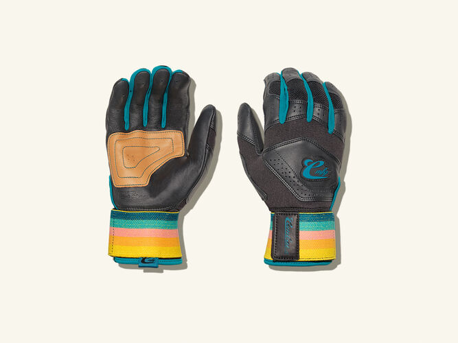 COMBAT MFG Coastal Collective Long Strap Batting Gloves, Black, Adult XS