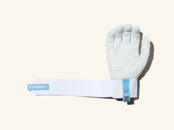 COMBAT MFG Long Strap Batting Gloves, White, Adult M