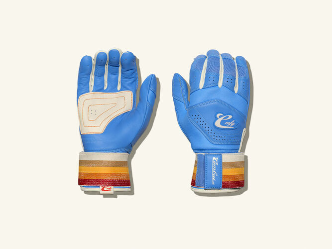 COMBAT MFG Coastal Collective Long Strap Batting Gloves, Blue, Adult XS