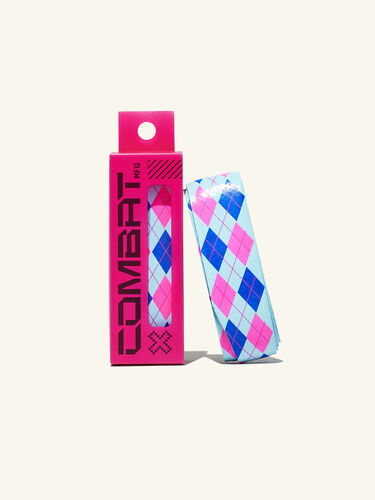COMBAT MFG Country Club Ultra-Perforated Bat Grip, 1.2mm, Blue/Pink Argyle