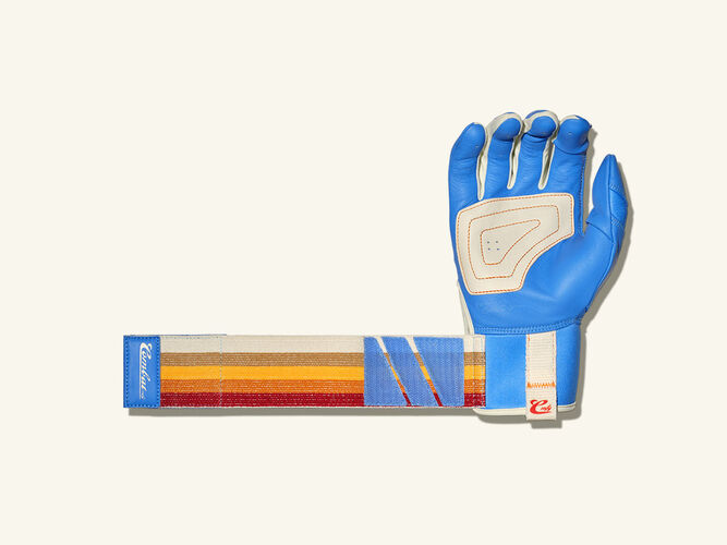 COMBAT MFG Coastal Collective Long Strap Batting Gloves, Blue, Adult XS
