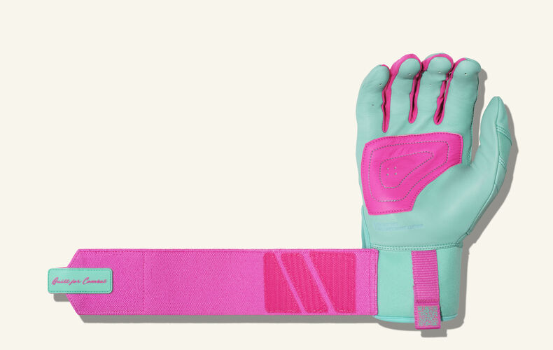COMBAT MFG Yin Yang Long Strap Batting Gloves, Mint/Pink, XX-Large