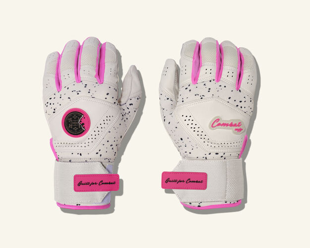 COMBAT MFG Cookie Jar Long Strap Batting Gloves, White, Adult X-Small