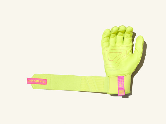 COMBAT MFG Long Strap Batting Gloves, Lemonade Blitz, Adult XS