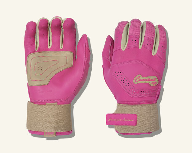 COMBAT MFG Yin Yang Long Strap Batting Gloves, Sand/Pink, XX-Large