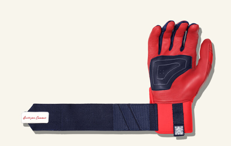 COMBAT MFG Yin Yang Long Strap Batting Gloves, Navy/Red, X-Small