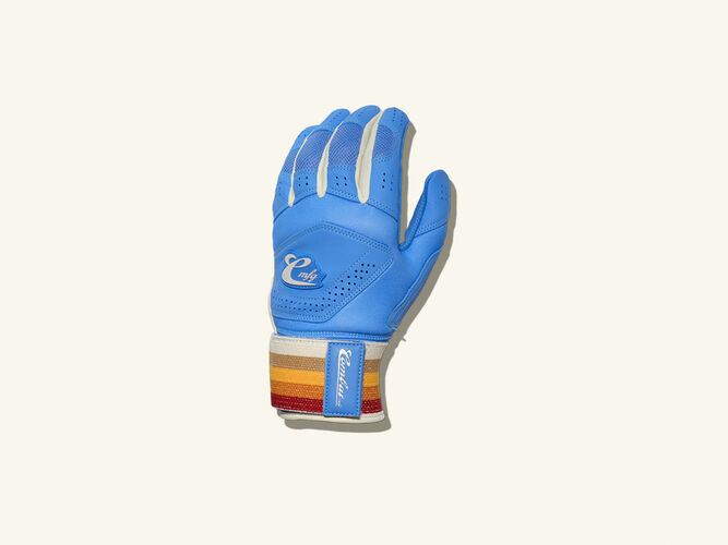 COMBAT MFG Coastal Collective Long Strap Batting Gloves, Blue, Adult XS