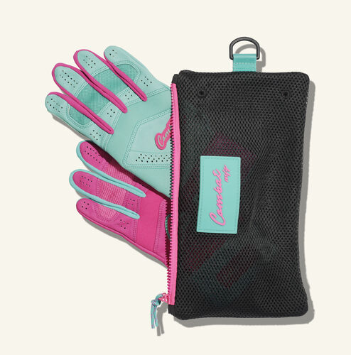 COMBAT MFG Yin Yang Long Strap Batting Gloves, Mint/Pink, XX-Large