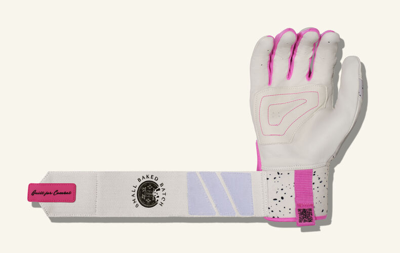 COMBAT MFG Cookie Jar Long Strap Batting Gloves, White, Adult X-Small