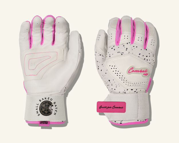 COMBAT MFG Cookie Jar Long Strap Batting Gloves, White, Adult X-Small