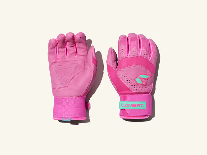 COMBAT MFG Long Strap Batting Gloves, Pink Dawn, Adult 2XL