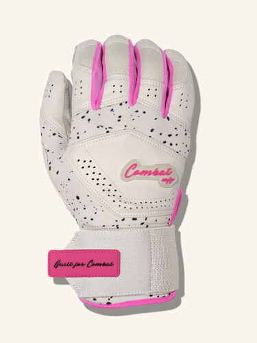 COMBAT MFG Cookie Jar Long Strap Batting Gloves, White, Adult X-Small