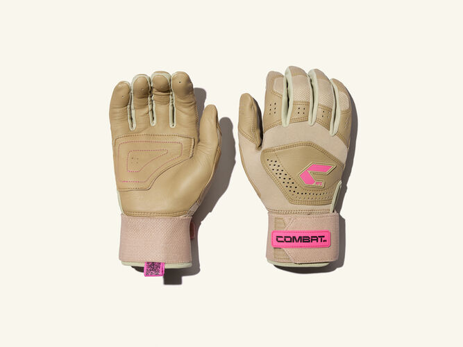 COMBAT MFG Long Strap Batting Gloves, Sandstorm, Adult M
