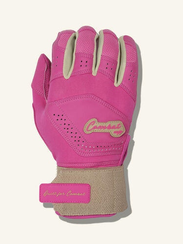 COMBAT MFG Yin Yang Long Strap Batting Gloves, Sand/Pink, XX-Large