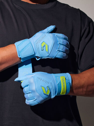COMBAT MFG Long Strap Batting Gloves, Blue Horizon, Adult M
