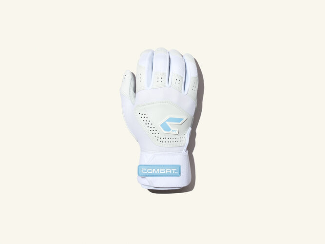 COMBAT MFG Long Strap Batting Gloves, White, Adult M