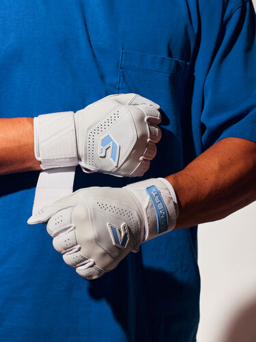 COMBAT MFG Long Strap Batting Gloves, White, Adult M