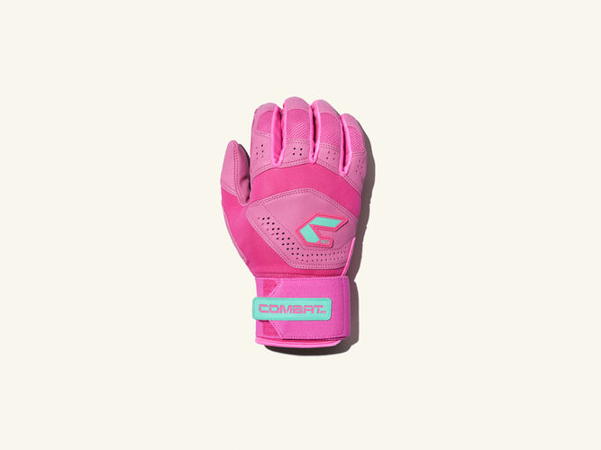 COMBAT MFG Long Strap Batting Gloves, Pink Dawn, Adult 2XL