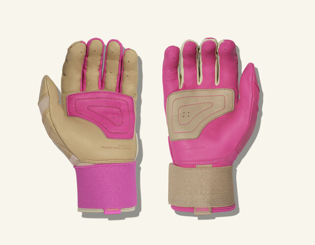 COMBAT MFG Yin Yang Long Strap Batting Gloves, Sand/Pink, XX-Large