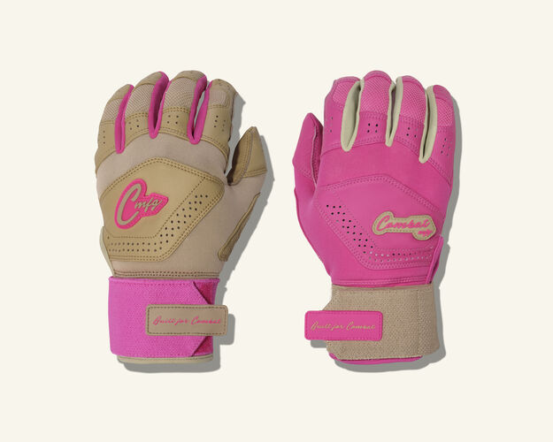 COMBAT MFG Yin Yang Long Strap Batting Gloves, Sand/Pink, XX-Large