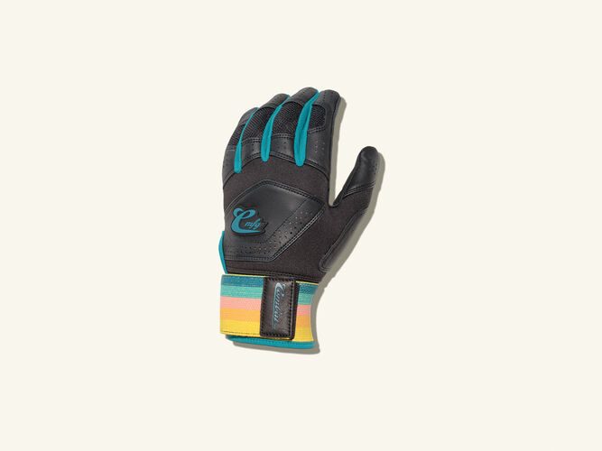 COMBAT MFG Coastal Collective Long Strap Batting Gloves, Black, Adult XS