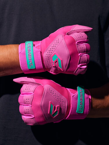 COMBAT MFG Long Strap Batting Gloves, Pink Dawn, Adult 2XL