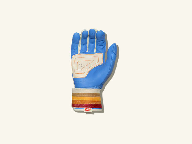 COMBAT MFG Coastal Collective Long Strap Batting Gloves, Blue, Adult XS