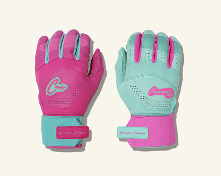 COMBAT MFG Yin Yang Long Strap Batting Gloves, Mint/Pink