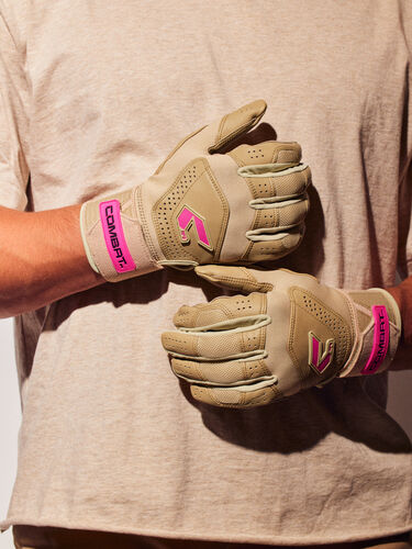 COMBAT MFG Long Strap Batting Gloves, Sandstorm, Adult M