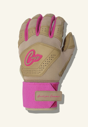COMBAT MFG Yin Yang Long Strap Batting Gloves, Sand/Pink, XX-Large