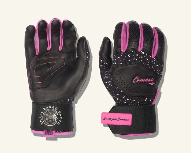 COMBAT MFG Cookie Jar Long Strap Batting Gloves, Black, Adult X-Small