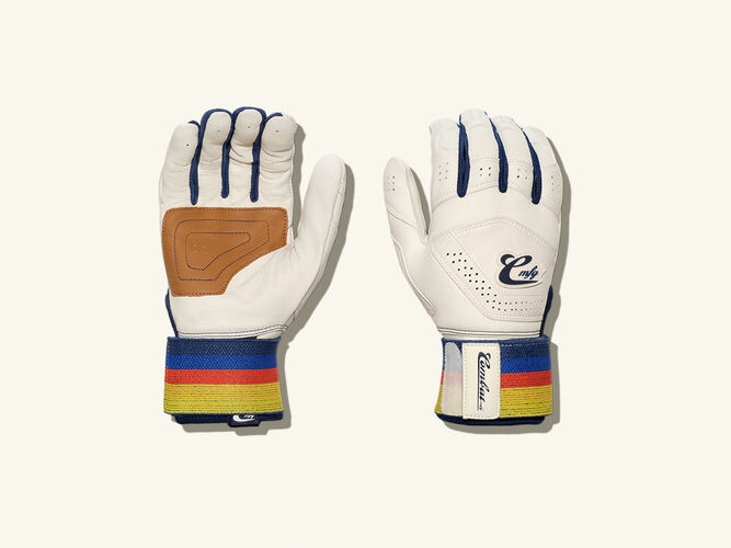 COMBAT MFG Coastal Collective Long Strap Batting Gloves, Cream, Adult XS