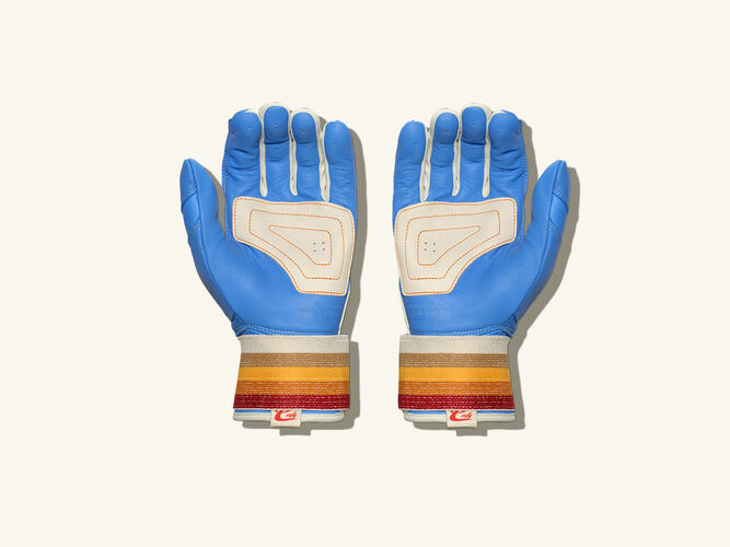 COMBAT MFG Coastal Collective Long Strap Batting Gloves, Blue, Adult XS