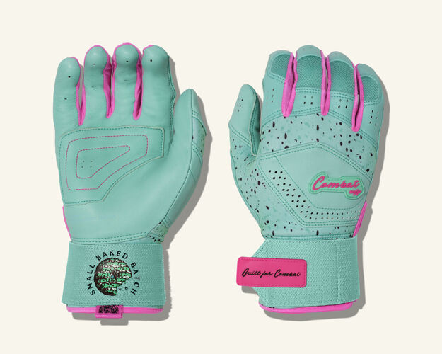 COMBAT MFG Cookie Jar Long Strap Batting Gloves, Mint, Adult X-Small