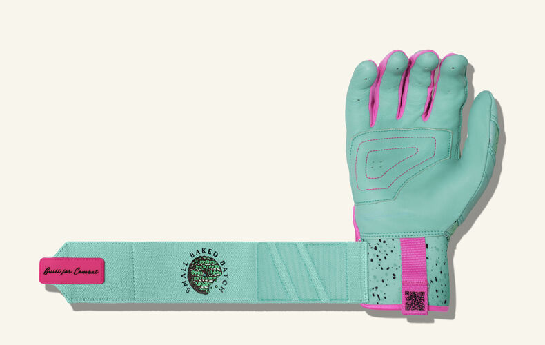 COMBAT MFG Cookie Jar Long Strap Batting Gloves, Mint, Adult X-Small